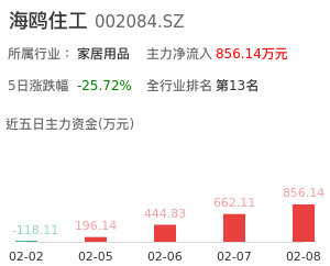 海鸥住工主力资金流向