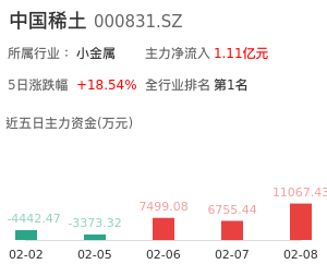 中国稀土主力资金流向
