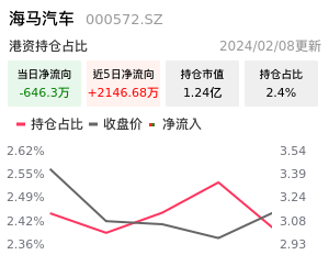 海马汽车北向资金净流入