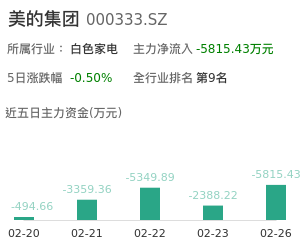美的集团主力资金流向