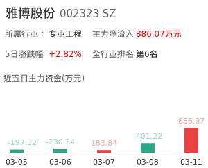 雅博股份主力资金流向
