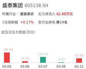 盛泰集团主力资金流向