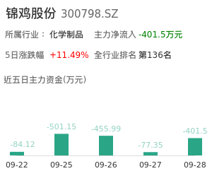 锦鸡股份主力资金流向