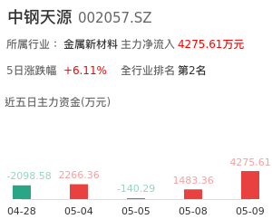 中钢天源主力资金流向